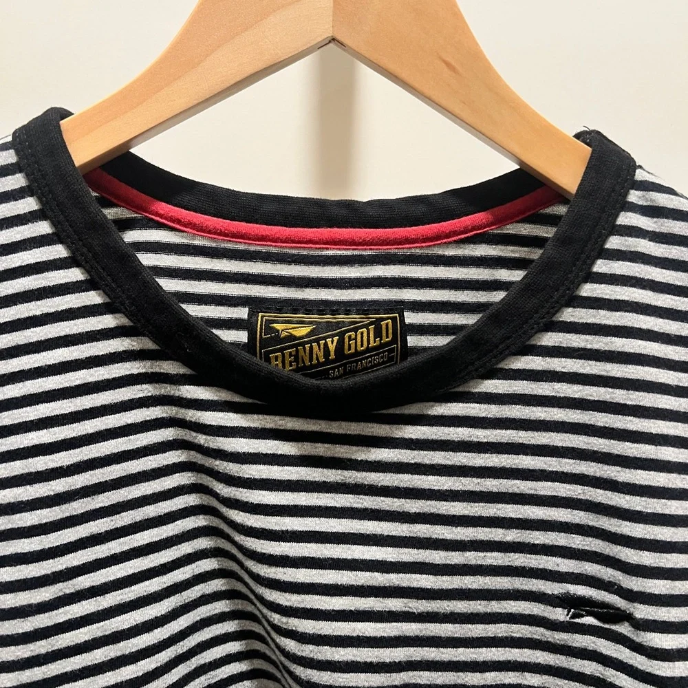 Benny Gold Men’s Striped T-Shirt – Black/White, Size Medium - Picture 3 of 7
